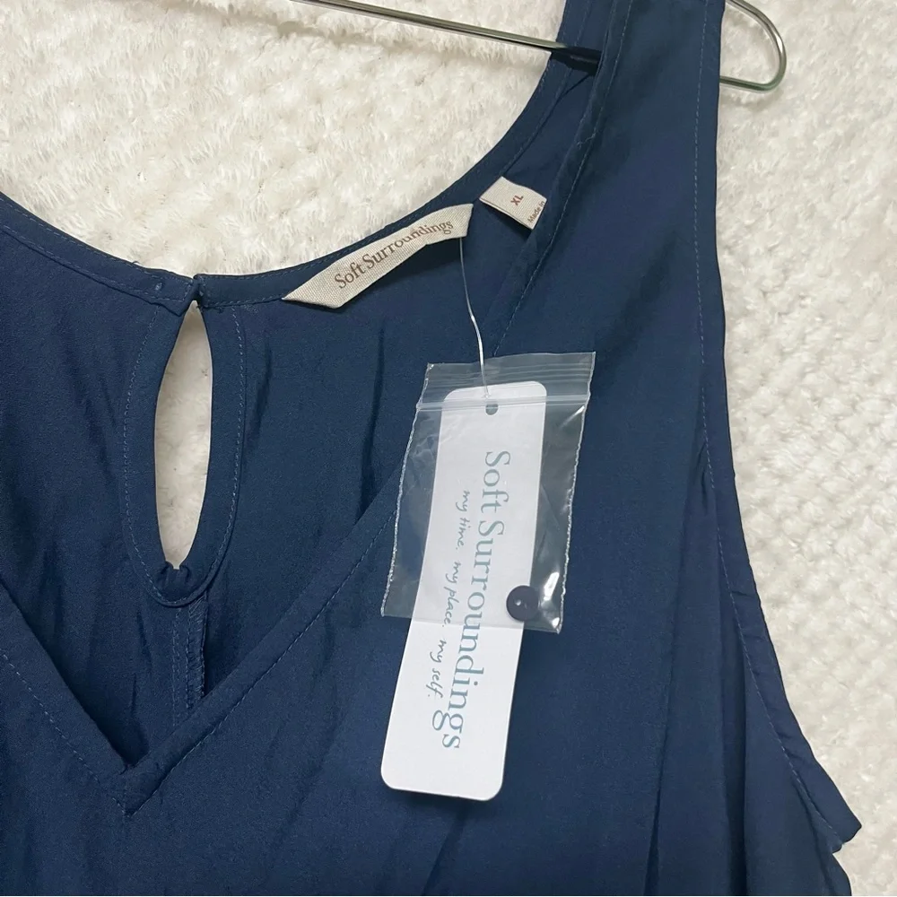 Soft Surroundings Mizu Dress Blues Flowy Maxi Dress Size XL Back Slit NWT - Picture 11 of 13